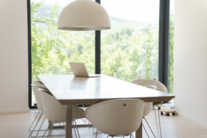 laptop on a kitchen table